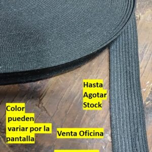 elástico negro poliéster suave de 2.5cm x metro