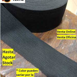 elástico negro poliéster suave de 6cm x metro