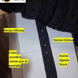 elástico con ojal o con hueco color negro poliéster suave de 2cm x metro