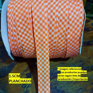 Sesgo Vichy de 1.5 cm color Naranja x 50 YDS