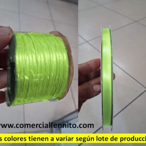 CINTA SATINADA DELGADA X ROLLO DE 100 MTS COLOR AMARILLO FOSFORESCENTE