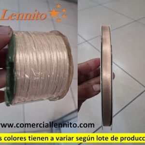 CINTA SATINADA DELGADA X ROLLO DE 100 MTS COLOR BEIGE NUDE