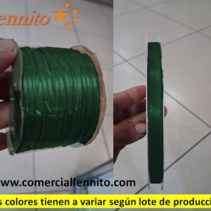 CINTA SATINADA DELGADA X ROLLO DE 100 MTS COLOR VERDE BOTELLA