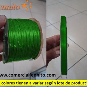 CINTA SATINADA DELGADA X ROLLO DE 100 MTS COLOR VERDE LORO