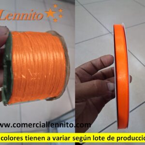 CINTA SATINADA DELGADA X ROLLO DE 100 MTS COLOR NARANJA FOSFORESCENTE