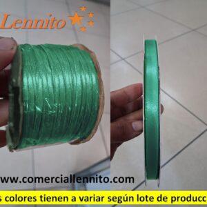 CINTA SATINADA DELGADA X ROLLO DE 100 MTS COLOR VERDE JADE