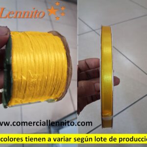 CINTA SATINADA DELGADA X ROLLO DE 100 MTS COLOR MARILLO ORO