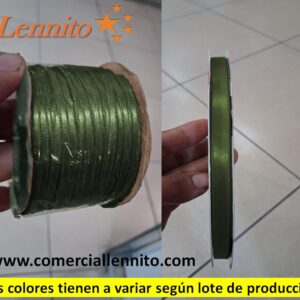 CINTA SATINADA DELGADA X ROLLO DE 100 MTS COLOR VERDE MILITAR